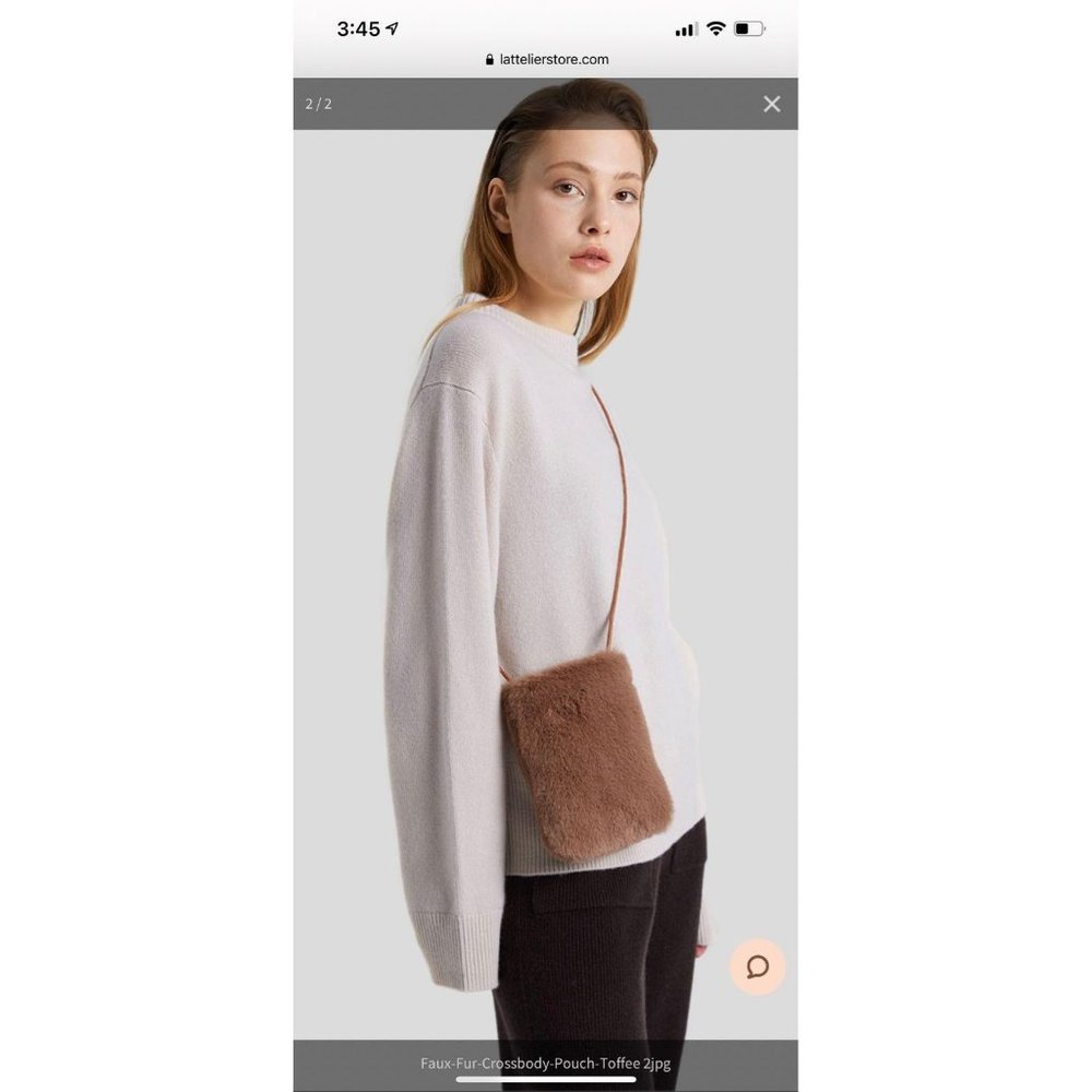 Faux‎ fur cross body pouch brown